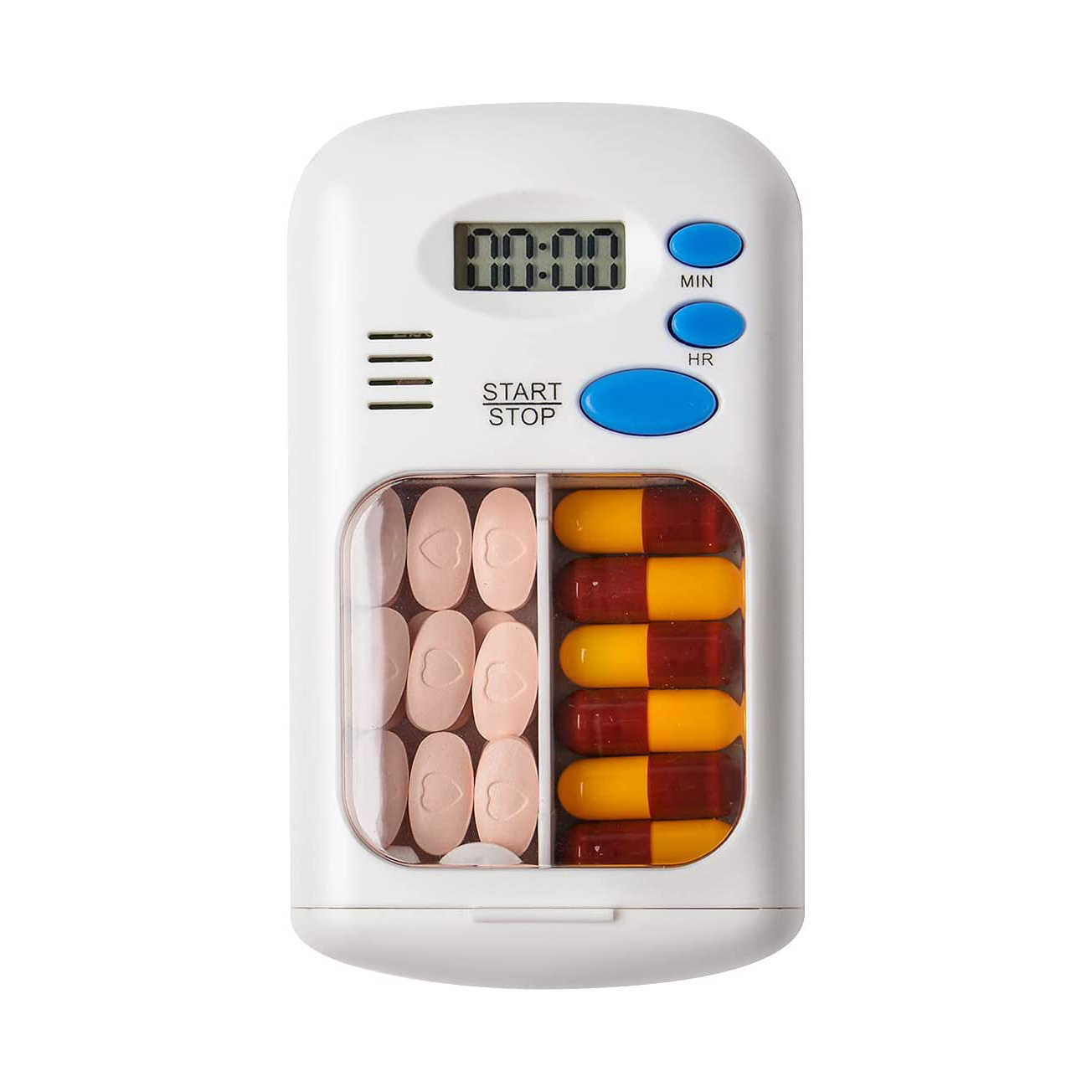 PB-40 Pill Reminder, Small Pill Box Automatic Medication Dispenser with Alarm, Medication Aids