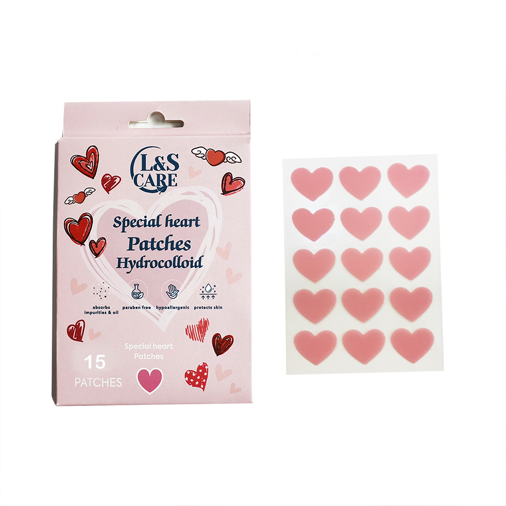 15 patches 12mm pink heart  Acne Pimple Patches for blemishes and zits