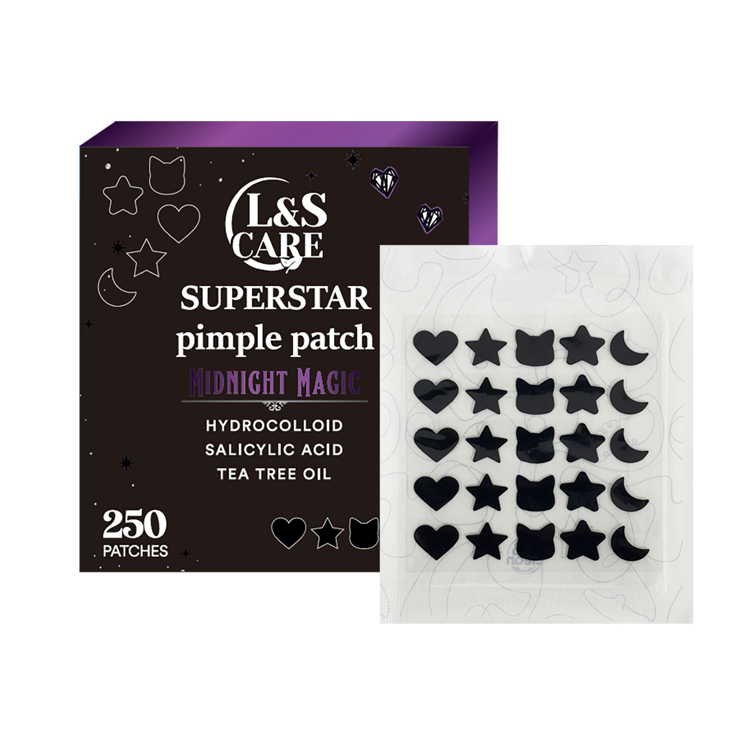 25 patches 14mm  black multiple shape  Acne Pimple Patches
