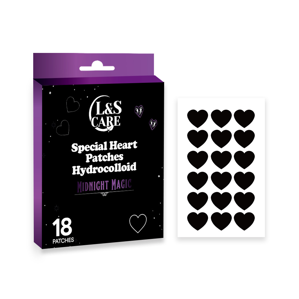 18 patches 12mm black heart Acne Pimple Patches