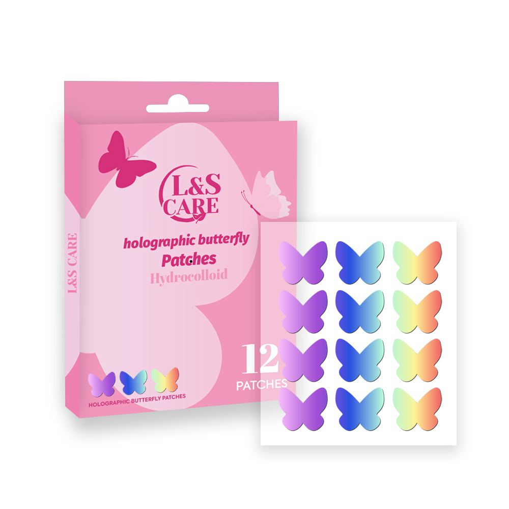 12 Dots 19mm holographic Acne Pimple Patches butterfly shape