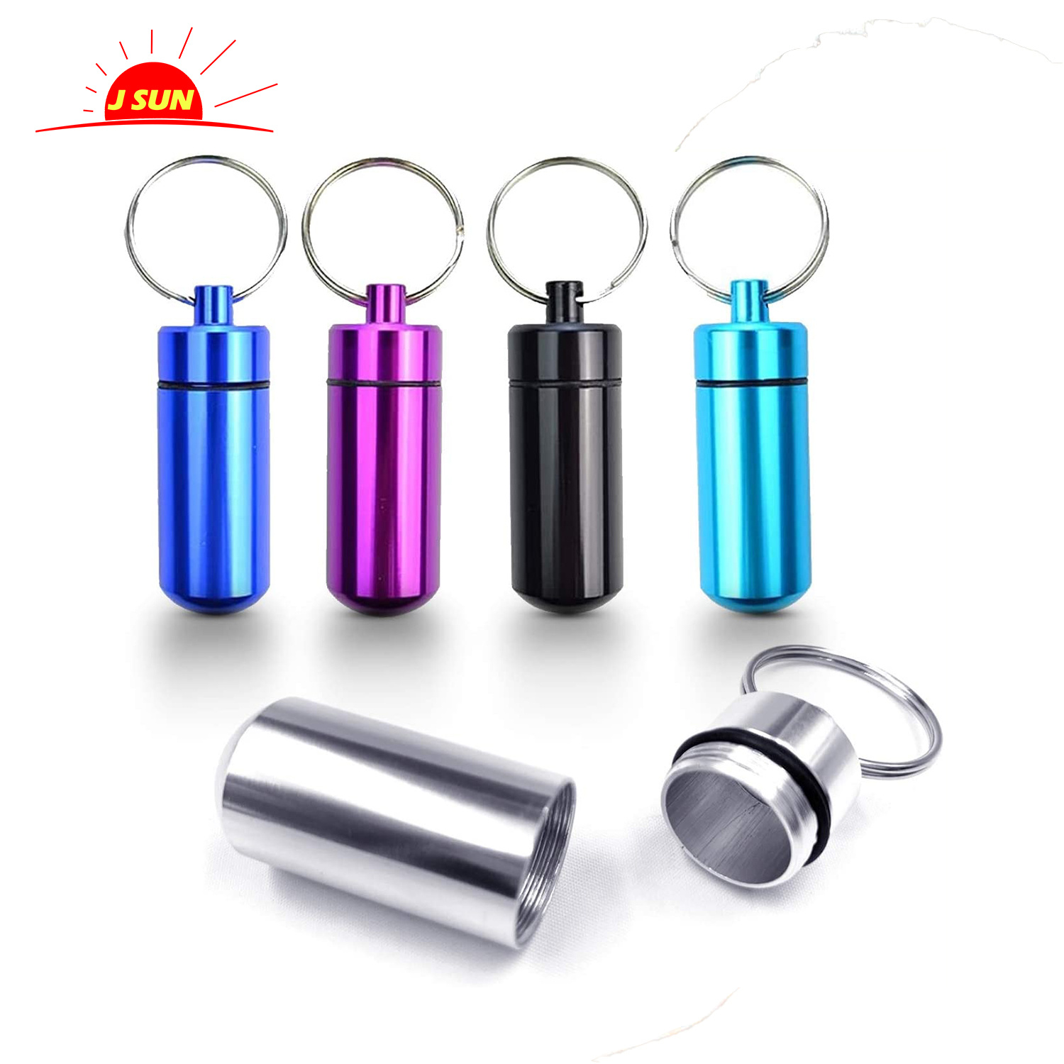 Small Portable Pill Box Keychain Aluminium Alloy Mini Pill Organizer Case