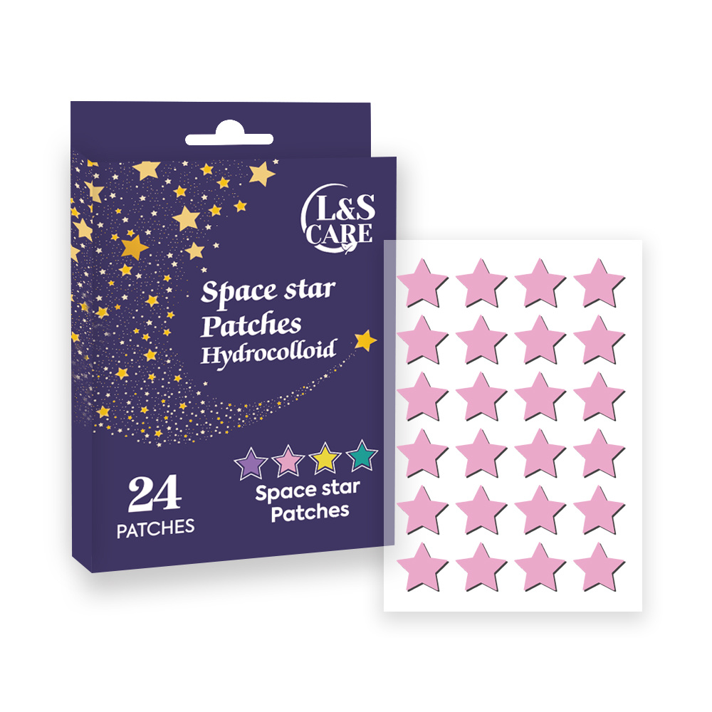 24 patches 12mm pink star shape  Acne Pimple Patches with easy tear line