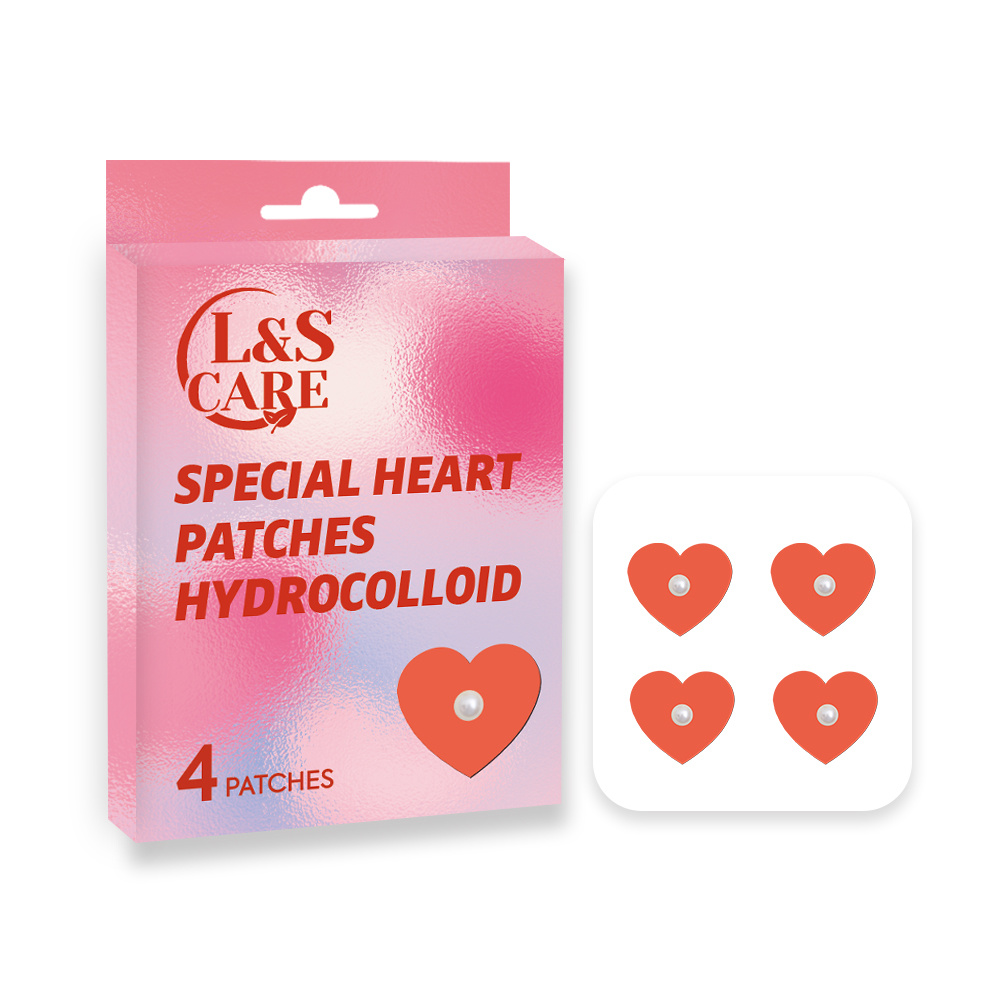 4Dots 14mm orange heart Acne Pimple Patches with pearl