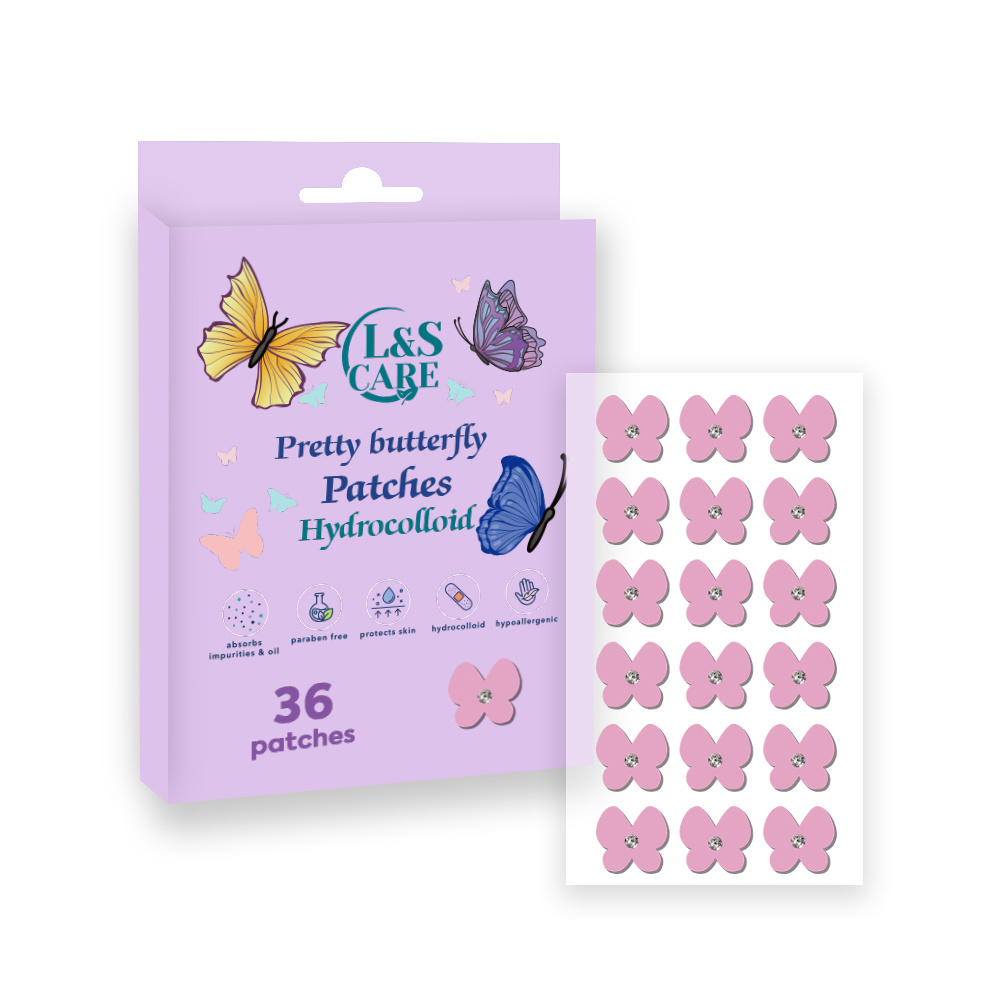 18 patches 12mm pink butterfly with crystal  Acne Pimple Patches