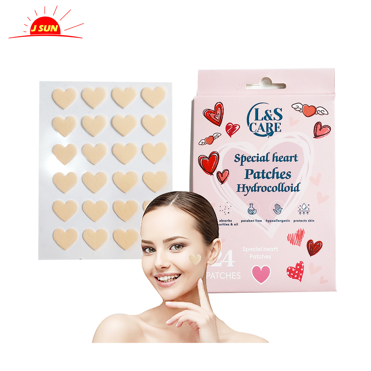 Pink heart acne pimple patch