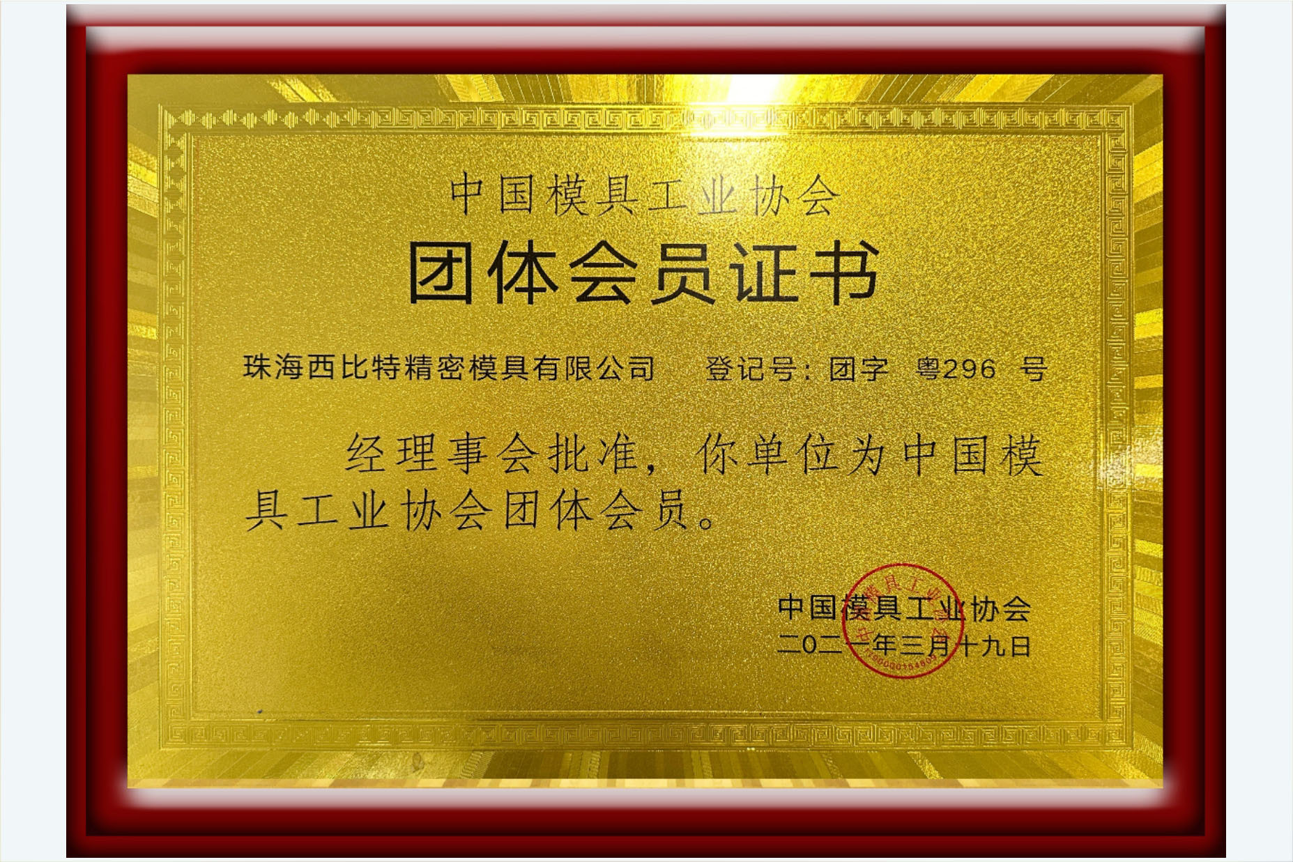 Group Membership Certificate of China Mold Industry Association