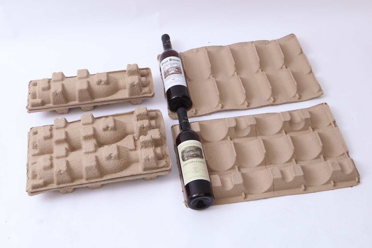 Eco-Friendly Mold Pulp 6 Bottle Wine Boxes