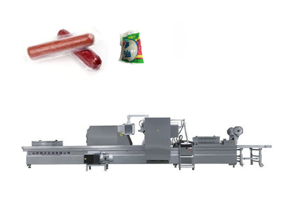 Thermoforming vacuum packaging machine (double-side stretching film)