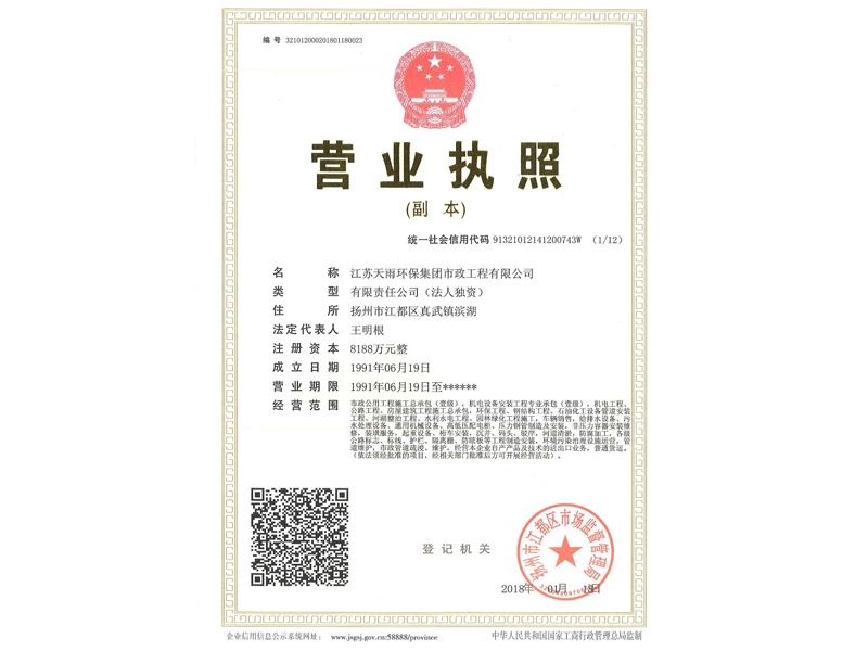 Business license, organization code certificate, tax registration certificate