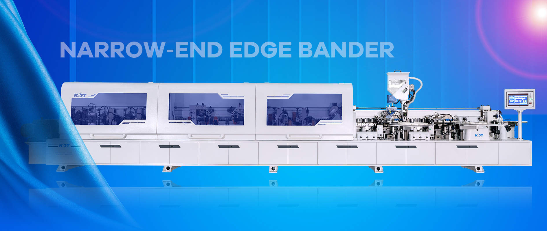 Narrow-end edge bander KE-493G (40), high efficiency, precision edging and stable running.