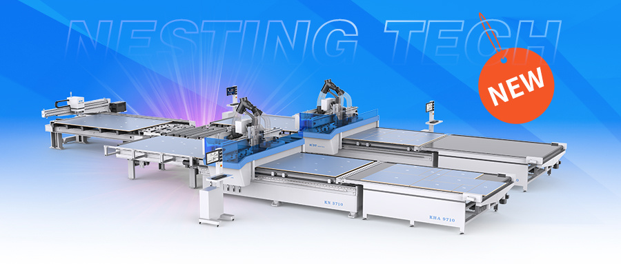 All-new nesting machine KN-3710E integrates Labeling, Cutting, Drilling & Unloading all in one process