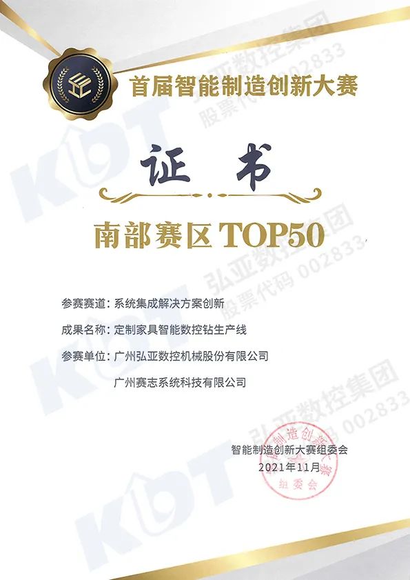 Hongya CNC won the "First Intelligent Manufacturing Innovation Competition" award