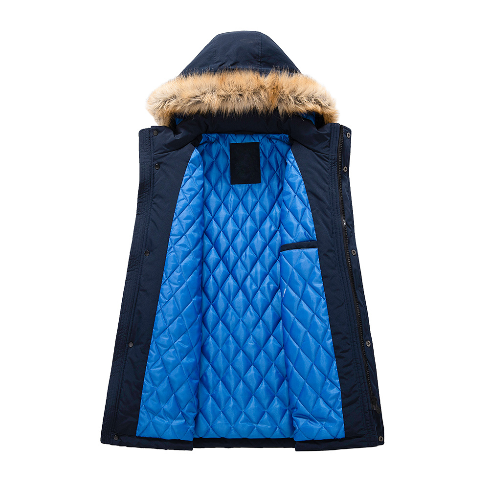 men's parka with a faux fur-hood with top stitching