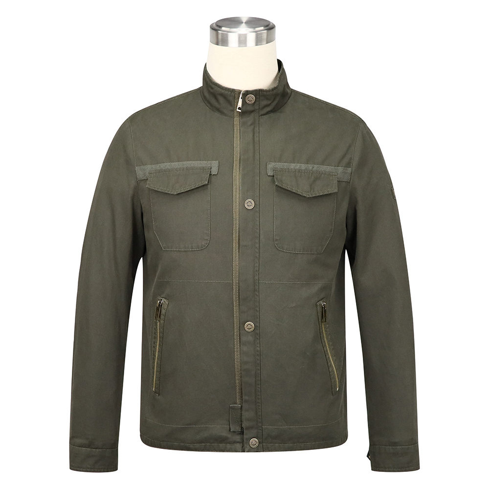 olive green short field jacket multi-pocket outwear