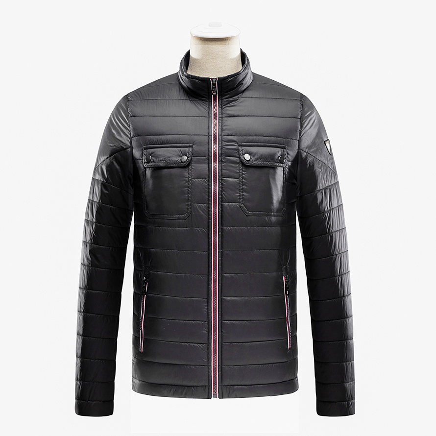 lightweight contrast color zipper quilted jacket