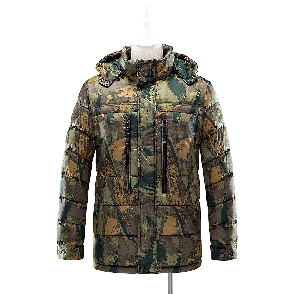 longline puff padded parka coat in camo