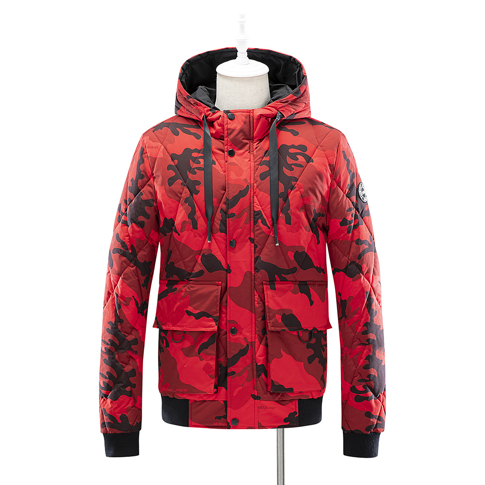 thick quilted camouflage-print shell jacket