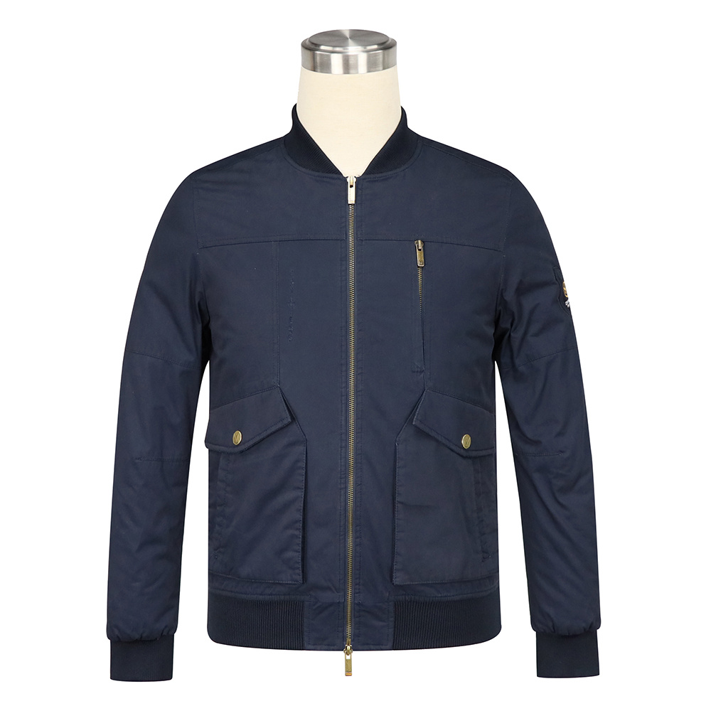 stylish cotton twill bomber jacket in navy