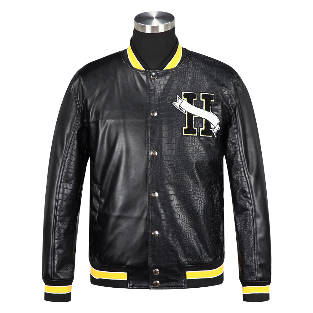 chenille embroidery patch leather letterman jacket