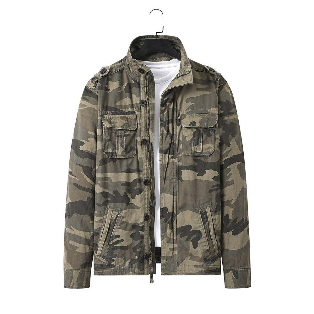 Chaqueta de camuflaje envejecida 100% algodón lavado