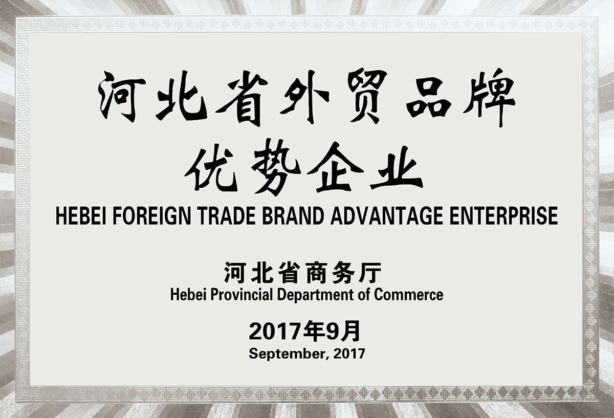 Empresa de ventaja de marca de comercio exterior de la provincia de Hebei