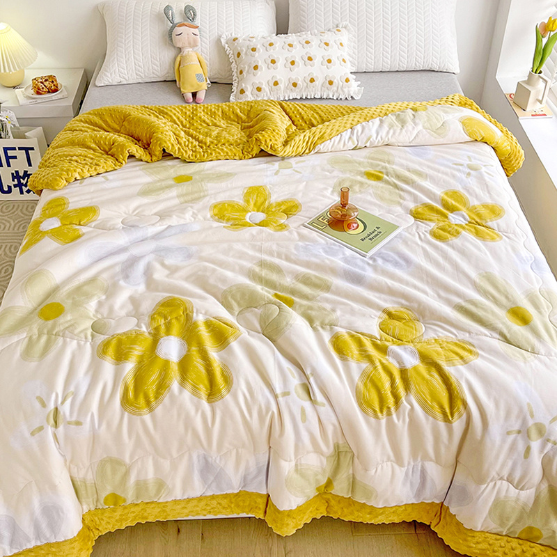 Beanie fleece comforter thickened winter coral fleece blanket for office nap blanket bed