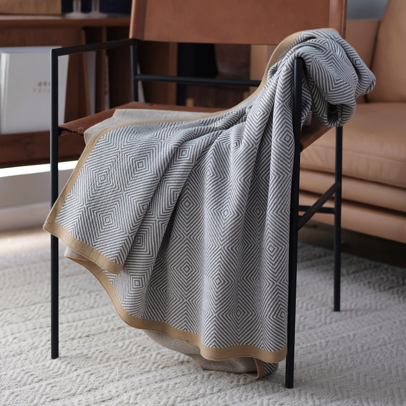Simple style Nordic leisure cover blanket sofa decoration blanket bed end towel blanket model room blanket geometric gray