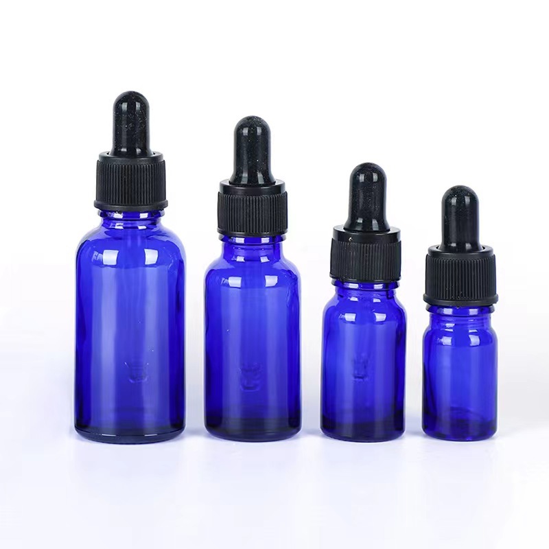 wholesale blue essential oil glass bottle with  glass dropper