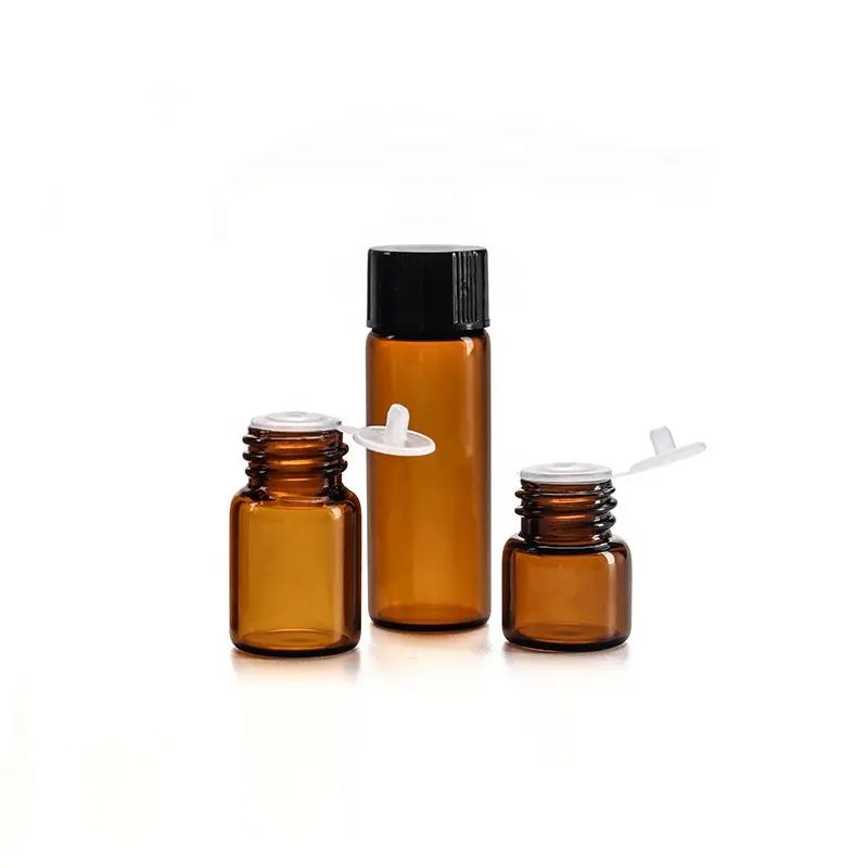 1ml 2ml 3ml 5ml mini sample test tube amber glass essential oil travel packing bottles