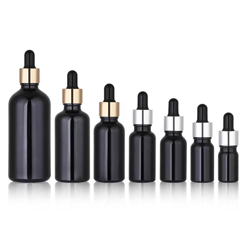 factory black essential oil bottle glass container