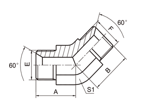 45° BSP hilo exterior 60° asiento