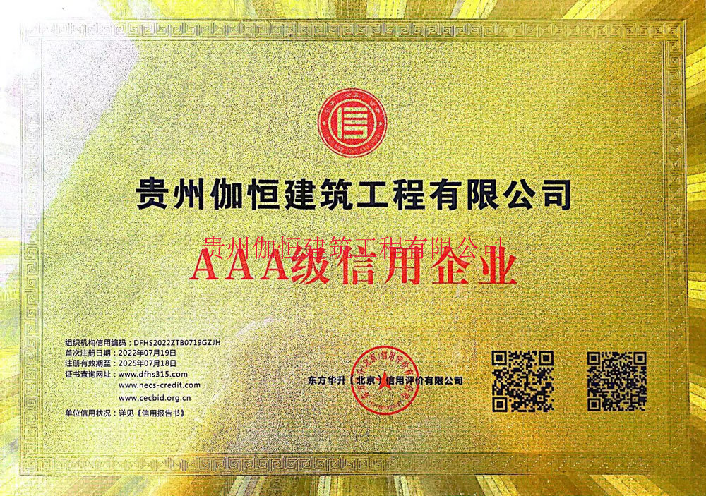AAA級信用企業(yè)獎(jiǎng)牌