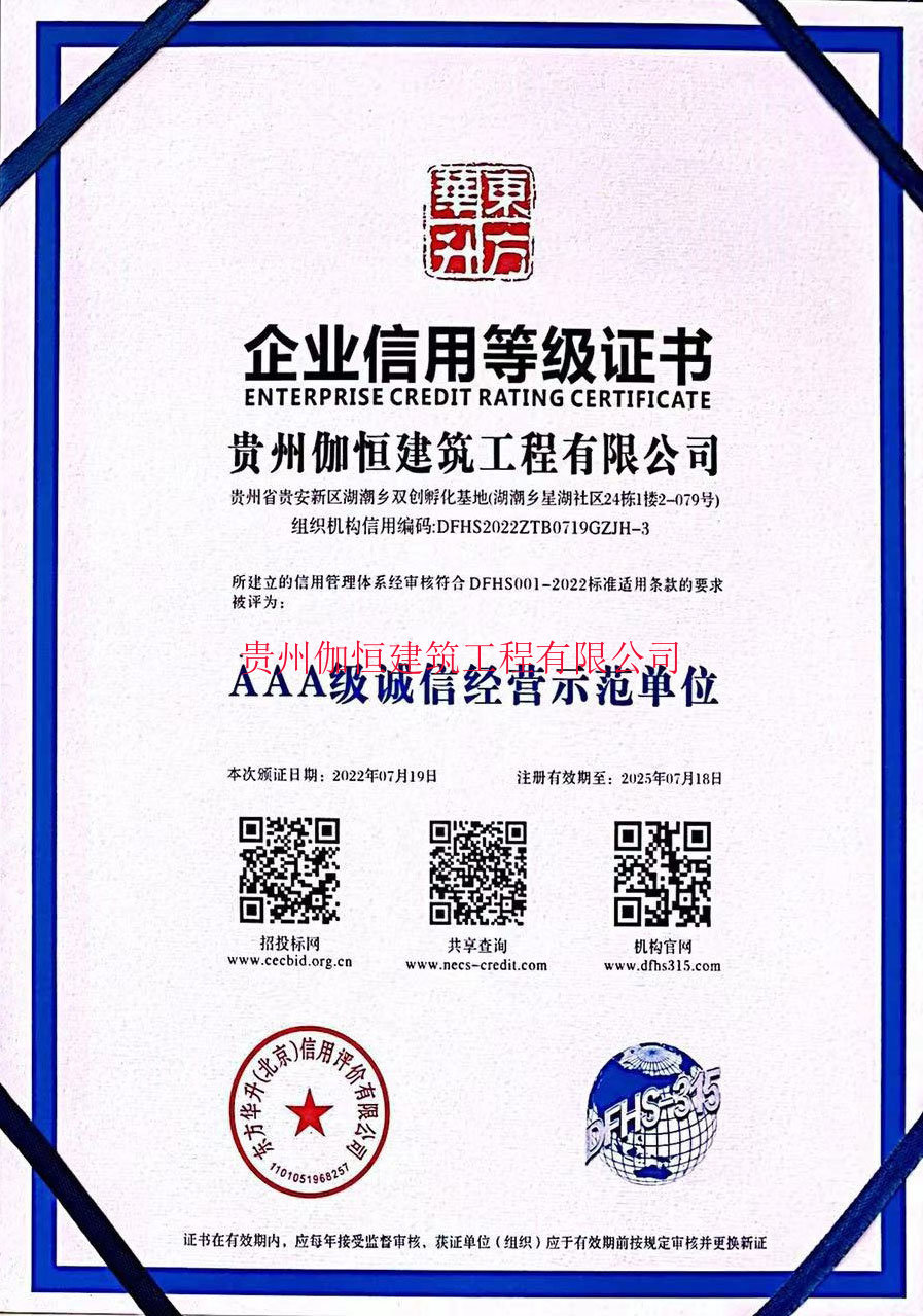 AAA級誠信經(jīng)營示范單位