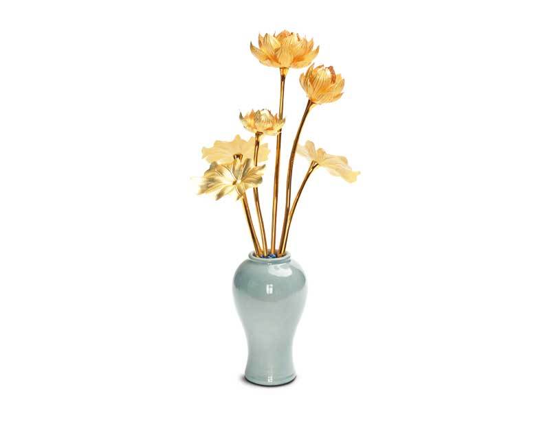 荷香莲花—立体金箔花卉