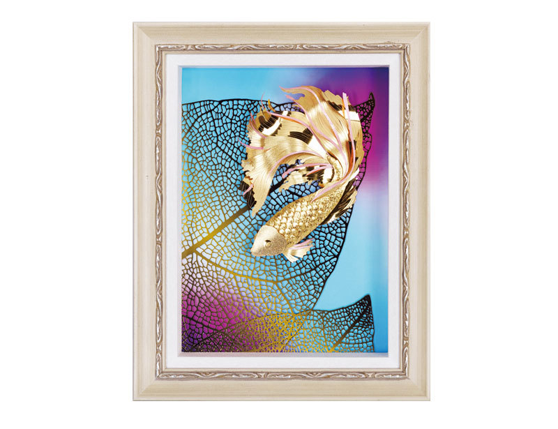 孔雀魚-向下-立體金箔裝飾畫