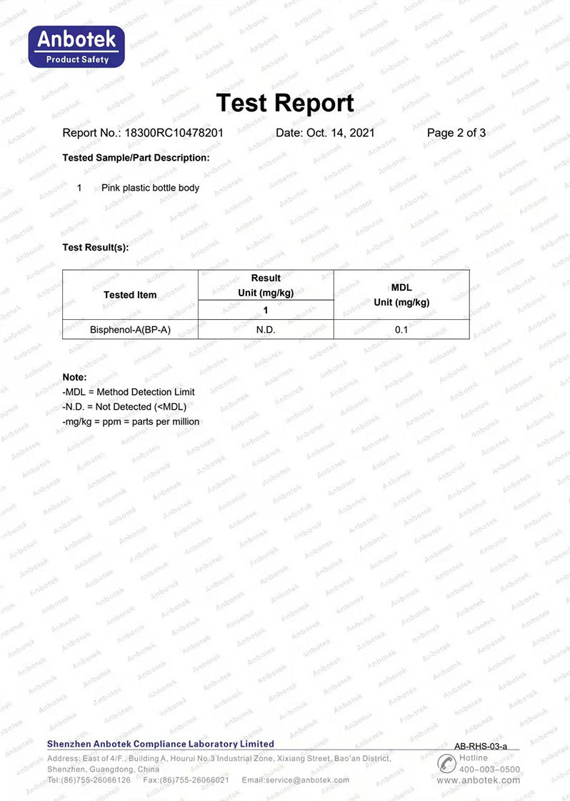 Water bottle test report-3