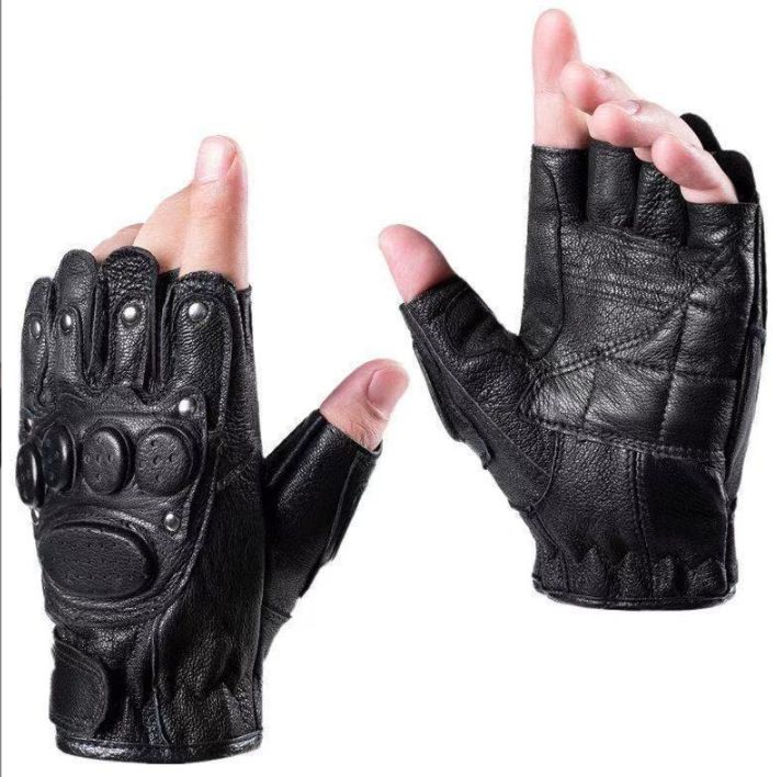 Leather half finger gloves
