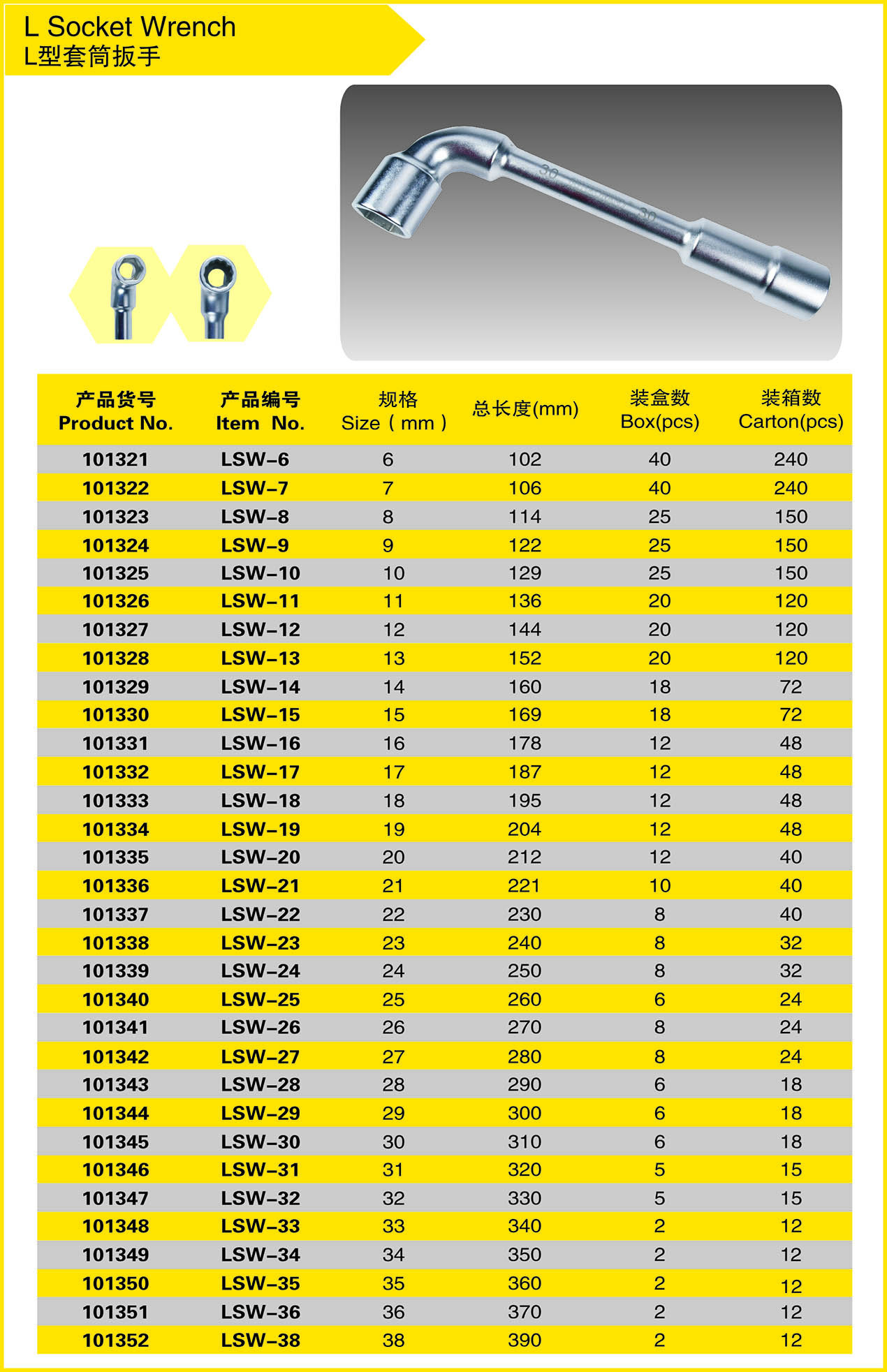 單支L型套筒扳手