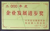 2001年企業(yè)發(fā)展進步獎