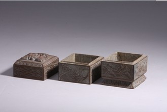 北宋·三层雕花石印盒、铜印