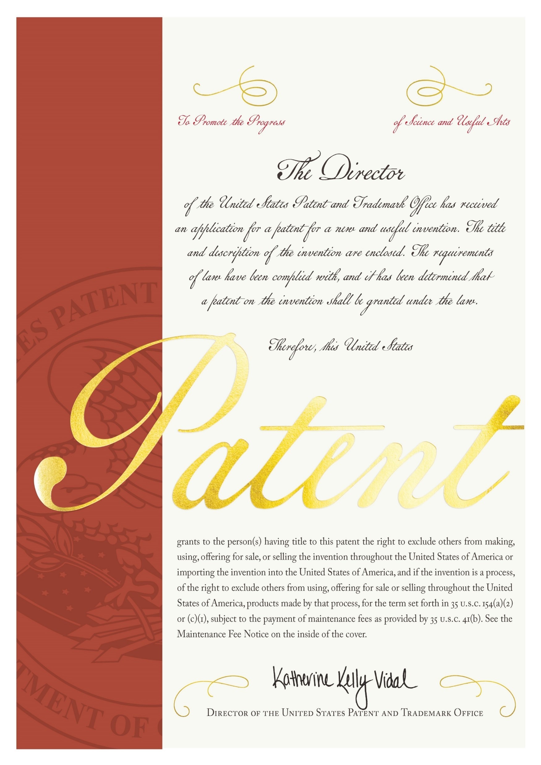 Authorized Patent of Invention (US)
