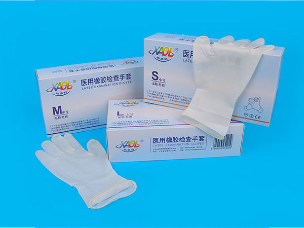 Powder Free Glossy Medical Rubber Exam Gloves