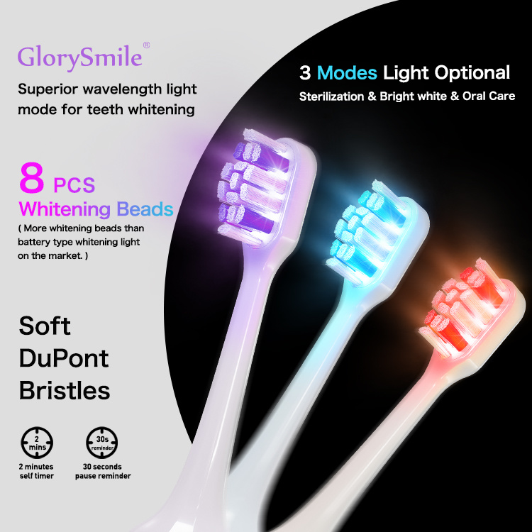 Glorysmile Blue Light Rechargeable Electric Teeth Whitening Toothbrush