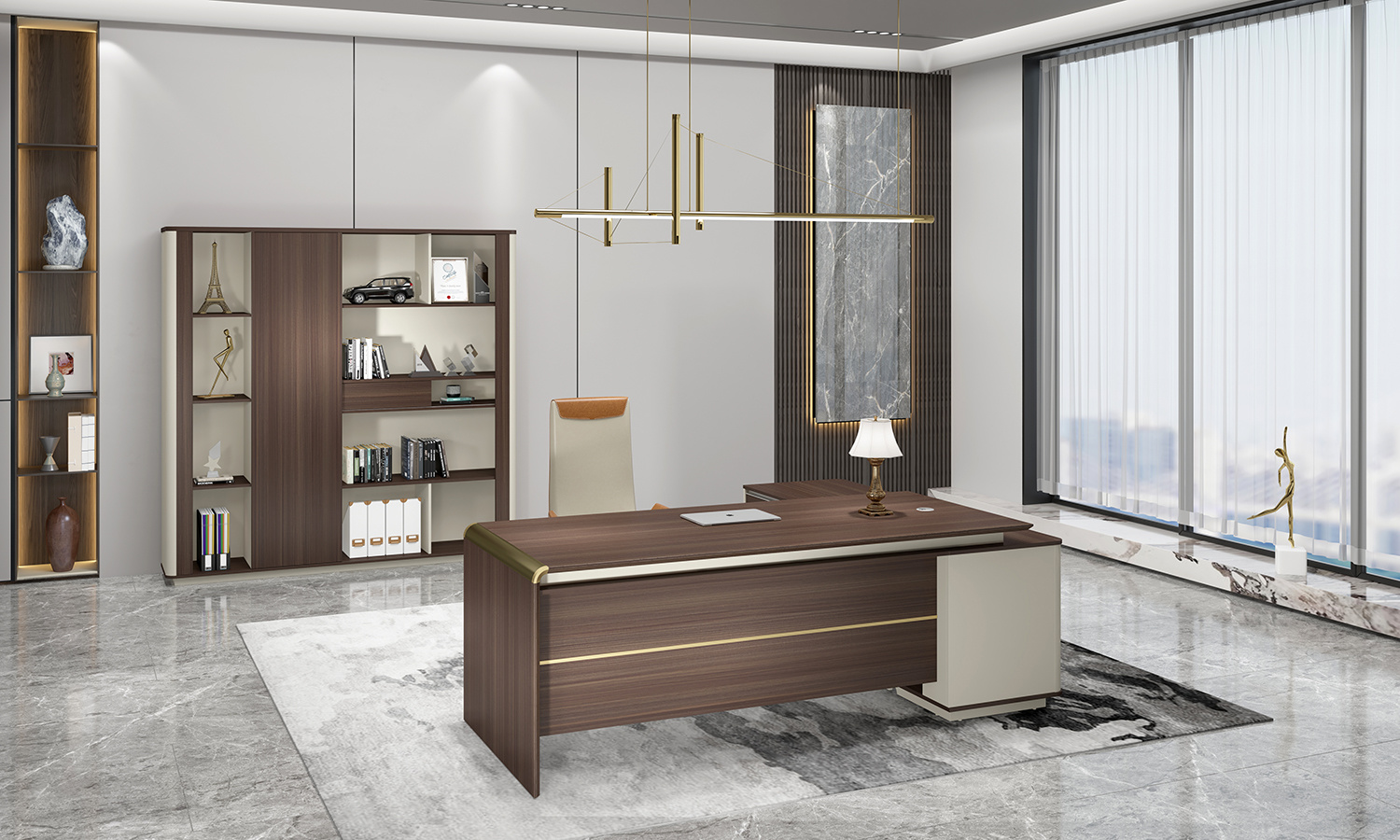 Modern Executive Office Desk | White & Oak | Dious Furnitures