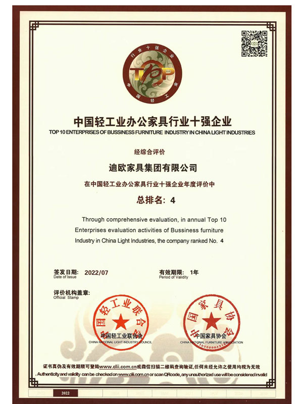 Top Ten Enterprises in China's Light Industry Office Furniture Industry