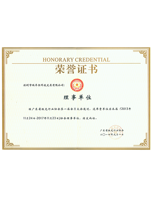 Guangdong Provincial Laser Industry Association Director Unit Certificate