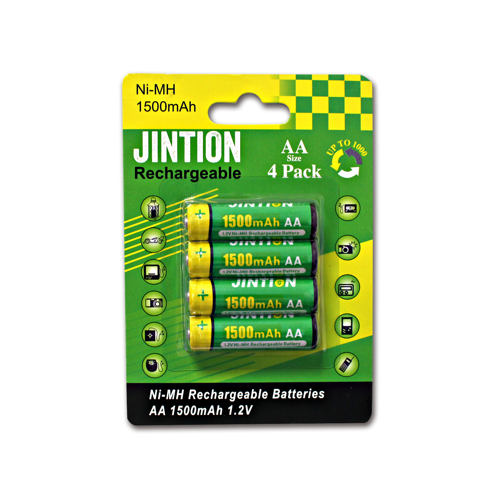 JINTION AA 1500mAh 1.2V NiMh Battery Blister card pack