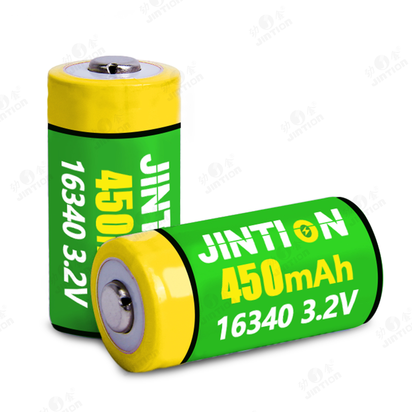 JINTION 16340 450mah 3.2v battery cells 16340 lifepo4 battery IFR 16340 Rechargeable Battery Cell CR123A for Streamlight 85177