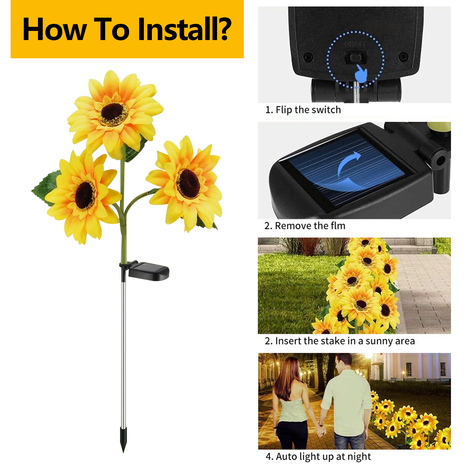 Outdoor Solar Light Style10 Solar Lighting Outdoor Garden Lights Flood Lights Sensor Wall Lights LED Home Solar Outdoor Lights Burst Ambient Lights Decorative Sunflower Lights